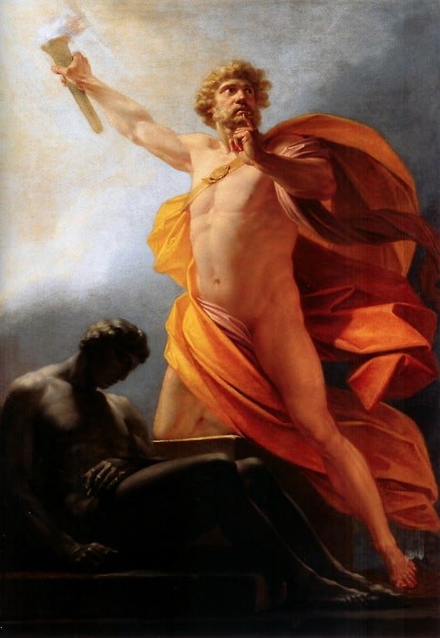 Painting of Prometheus, who stole fire from the Gods to bring to Mankind.