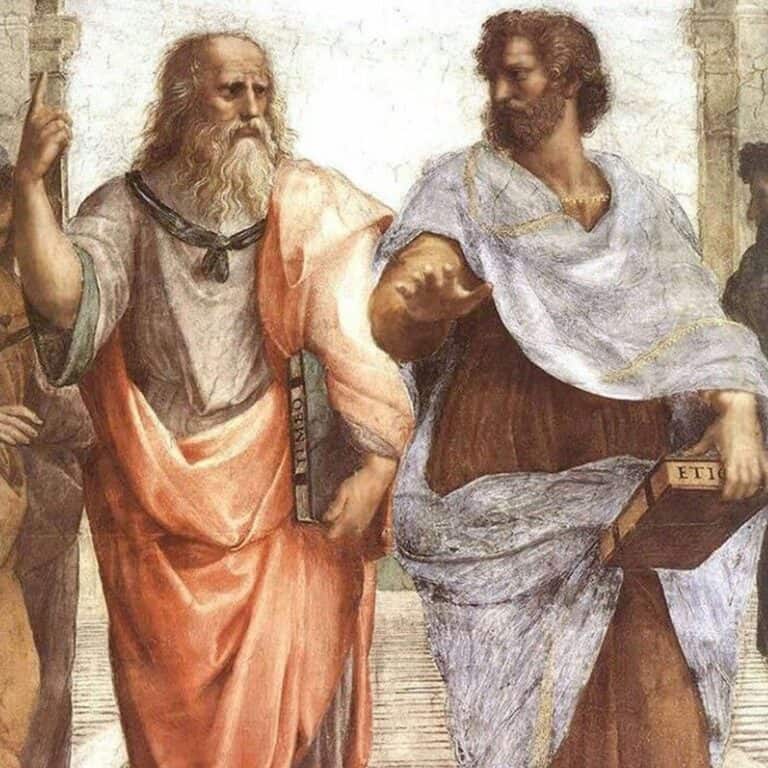 School of Athens painting - Focus on Plato and Aristotle